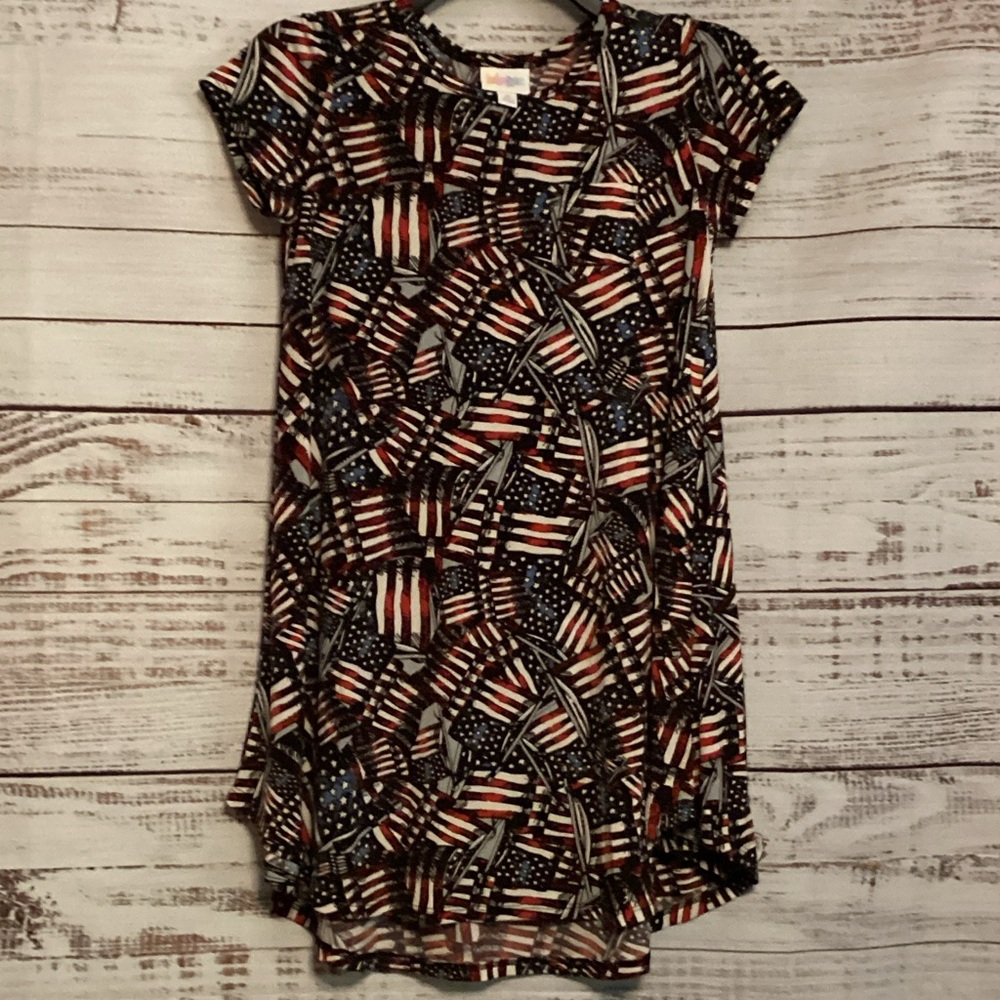 LuLaRoe Kids Scarlett Dress with Flag Pattern